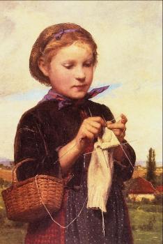 Albrecht Samuel Anker - A Girl Knitting